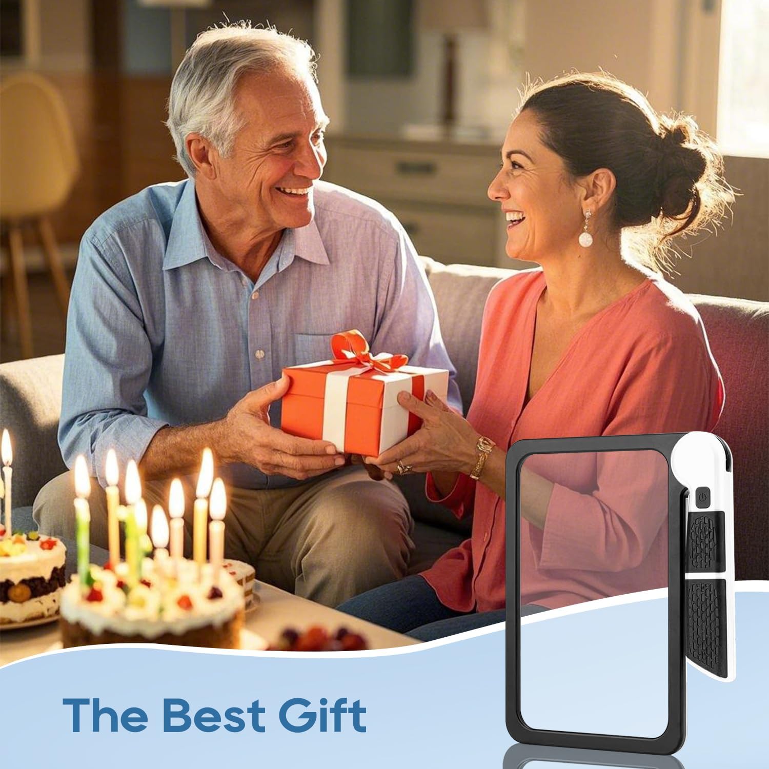 [Upgraded] 5X Magnifying Glass with Light, 48 LED Handheld Full Page Magnifier for Reading, Seniors, Low Vision, Foldable, Battery Powered, Great Gift for Parents & Elderly